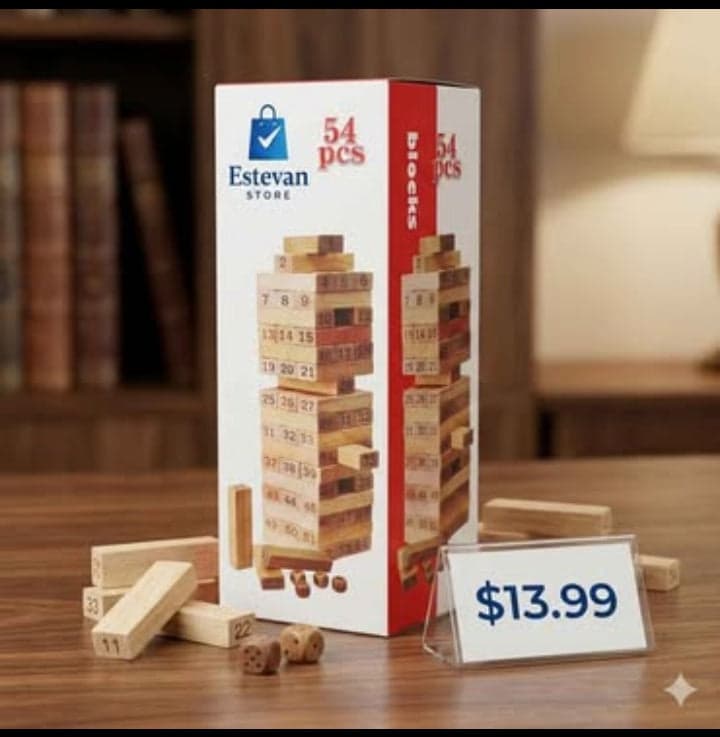 ¡Jenga 54 Piezas – Juego de Mesa 🎲 Familiar | Madera Didáctica