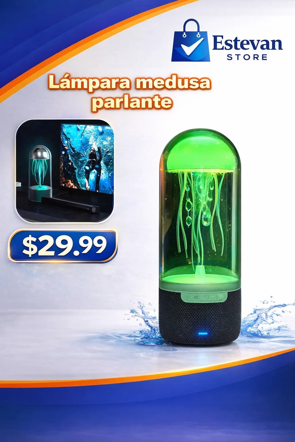 🌊 Lámpara Medusa con Parlante Bluetooth – Relajante y Moderna
