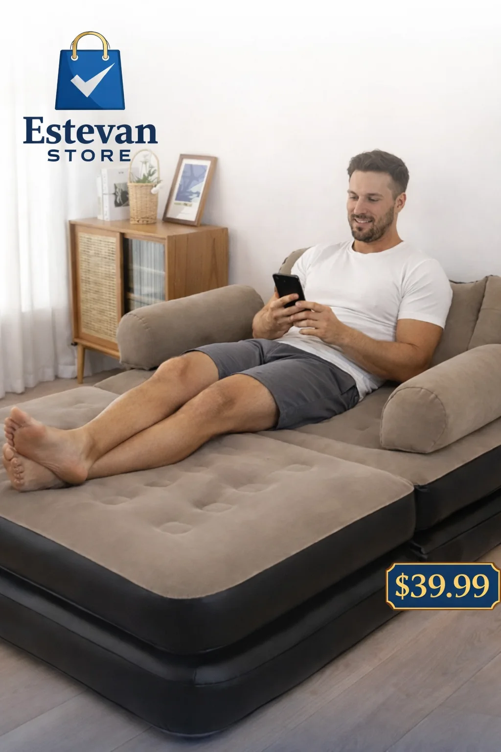 Sofá Cama Inflable 2 Plazas 🛋️🛏️ ¡Cómodo y Portátil!